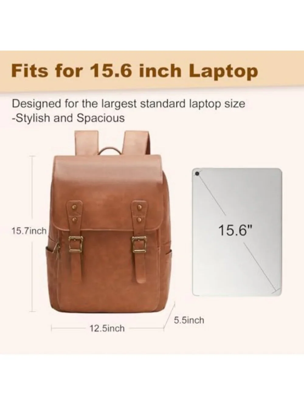 Vintage Waterproof Leather Backpack for Men & Women, 15.6